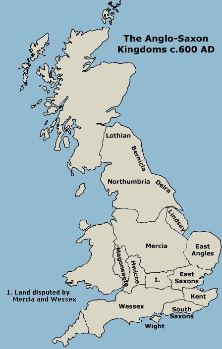 The Anglo Saxon Kingdoms 600 AD.