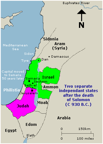 Israel & Judah after the death of Solomon.